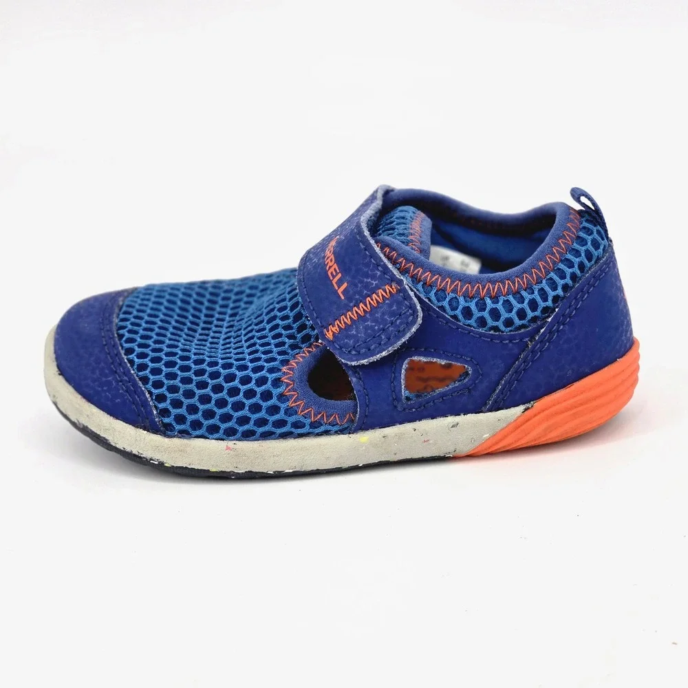 Merrell Bare Steps H2O Toddler Blue Orange Active Water Sneaker 7M EUC Wide Toe